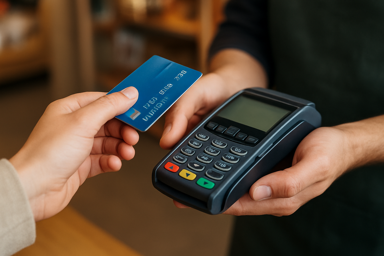 Bankkarte wird zu einem Kartenlesegerät geführt