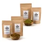 Preview: Red und Green Borneo Dragon Kratom – zwei Doypacks mit Schälchen voller grünem Kratom-Pulver